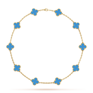 18K Vintage Alhambra Agate 10 Motifs Necklace