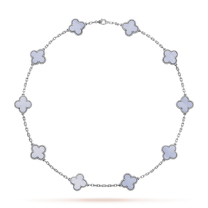 18K Vintage Alhambra Chalcedony 10 Motifs Necklace