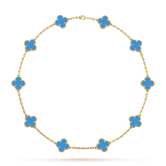 18K Vintage Alhambra Agate 10 Motifs Necklace