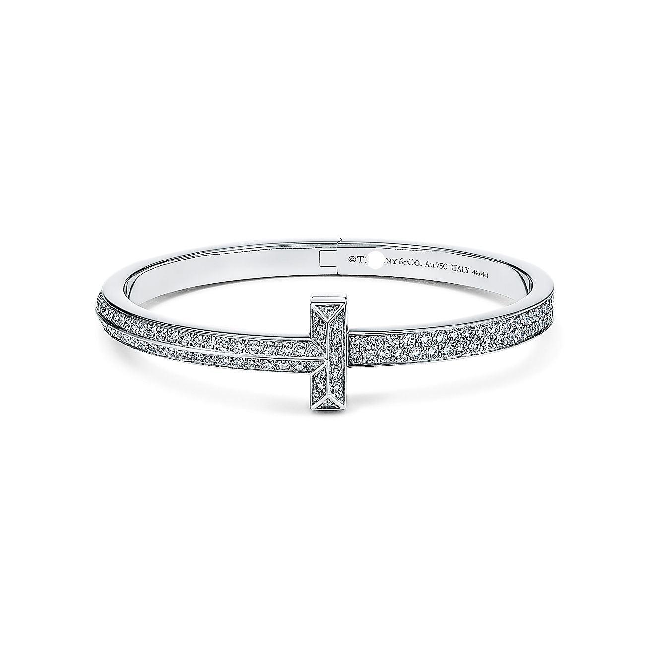 18K T1 Wide Full Diamond Hinged Bangle Bracelet