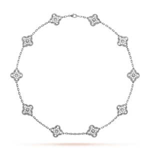 18K Vintage Alhambra Diamonds 10 Motifs Necklace