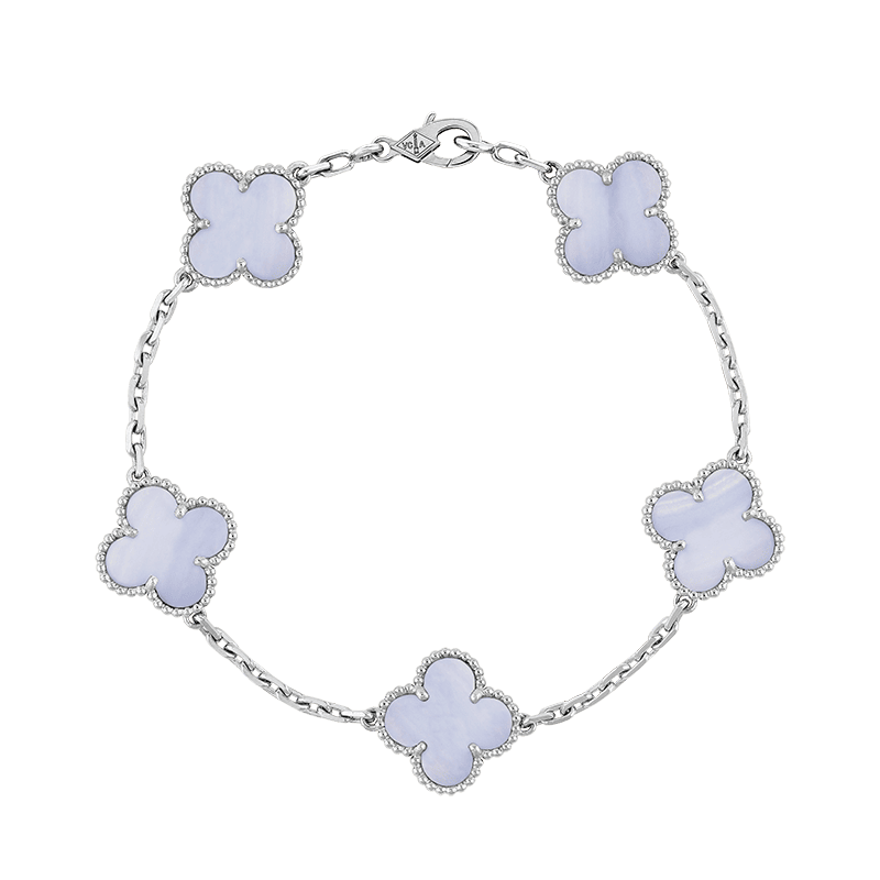 18K Vintage Alhambra Five Motifs Chalcedony Bracelet