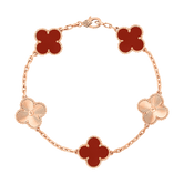 18K Vintage Alhambra Five Motifs Carnelian Bracelet