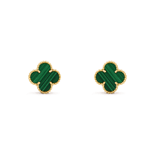 18K Vintage Alhambra Malachite Earrings