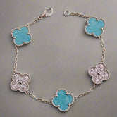 18K Vintage Alhambra Five Motifs Agate Bracelet